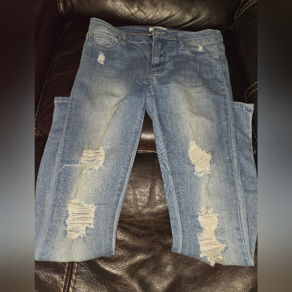 Cello Light Blue Distressed Skinny Jeans